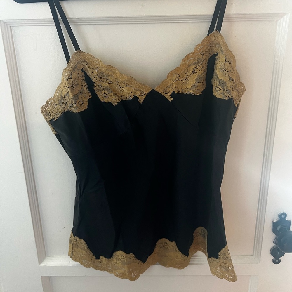 Vintage express silk/ lace top